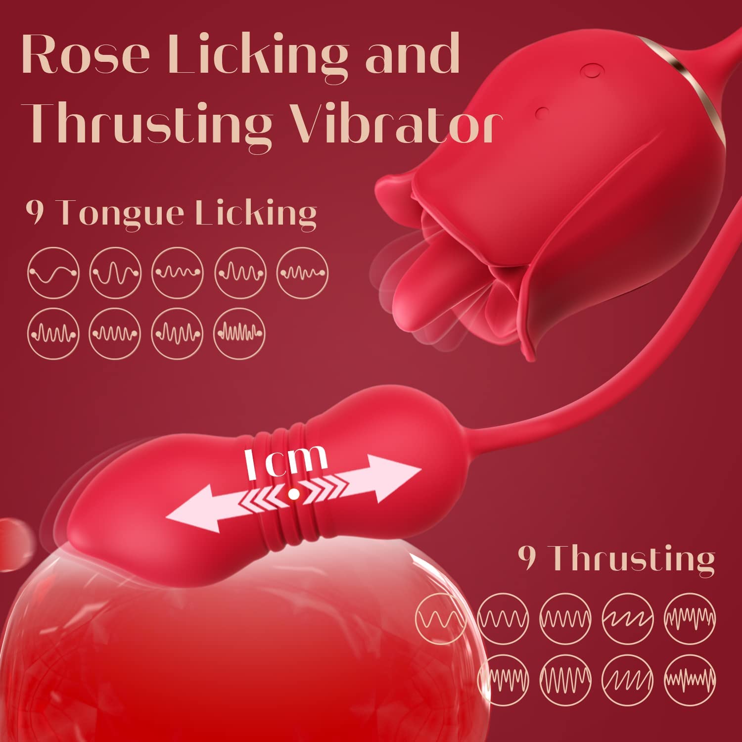 Rose Sex Toy Dildo Vibrator - 3in1